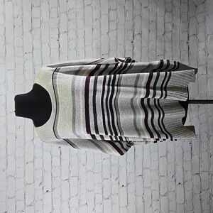 Loft Heather Gray & Pinstripe Sleeveless Poncho - Size Medium